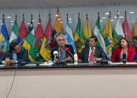 Presidente del CONGOPE, Gustavo Baroja en rueda de prensa
