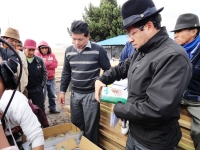 Prefecto verificando las semillas entregadas 