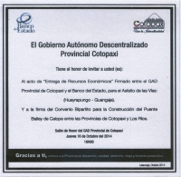 Cotopaxi recibirá el primer desembolso para el asfalto de la vía Huayrapungo-Guangaje